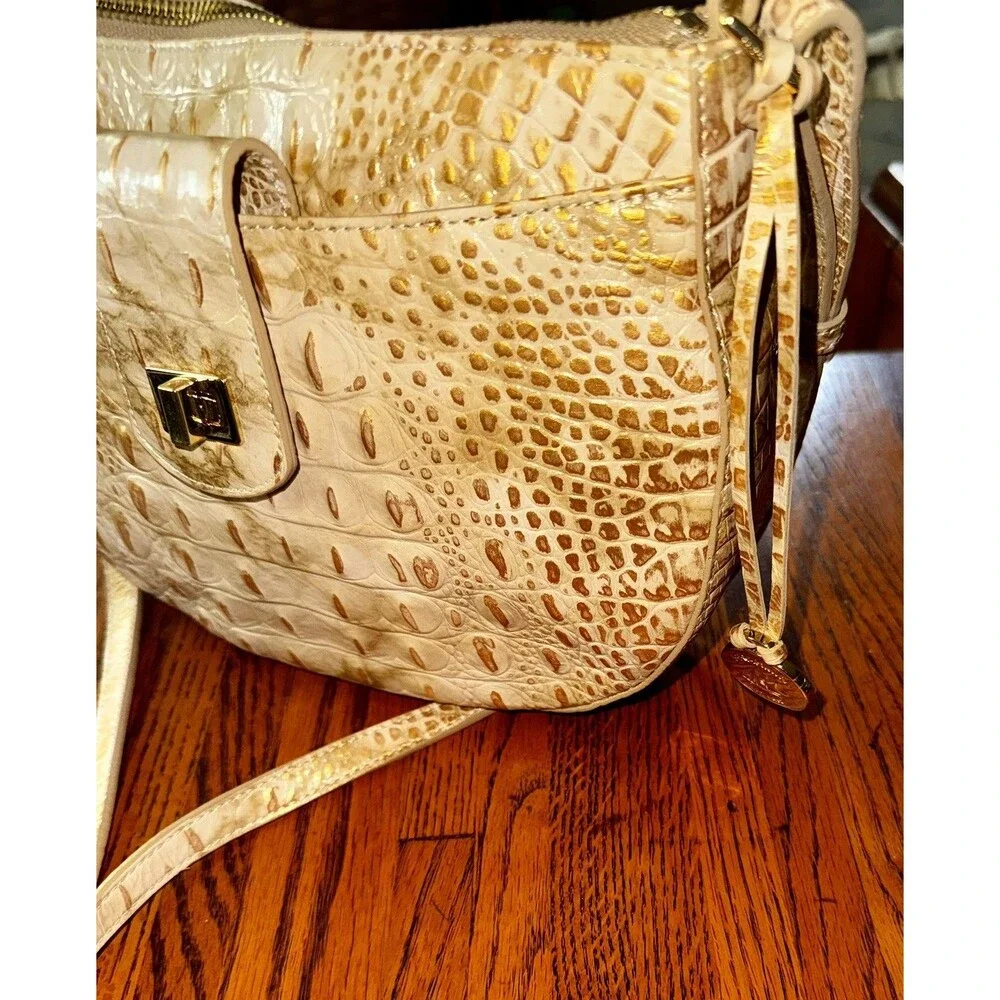 Gorgeous Brahmin Vanessa Leather Shoulder / Crossbody Bag in Gold EUC